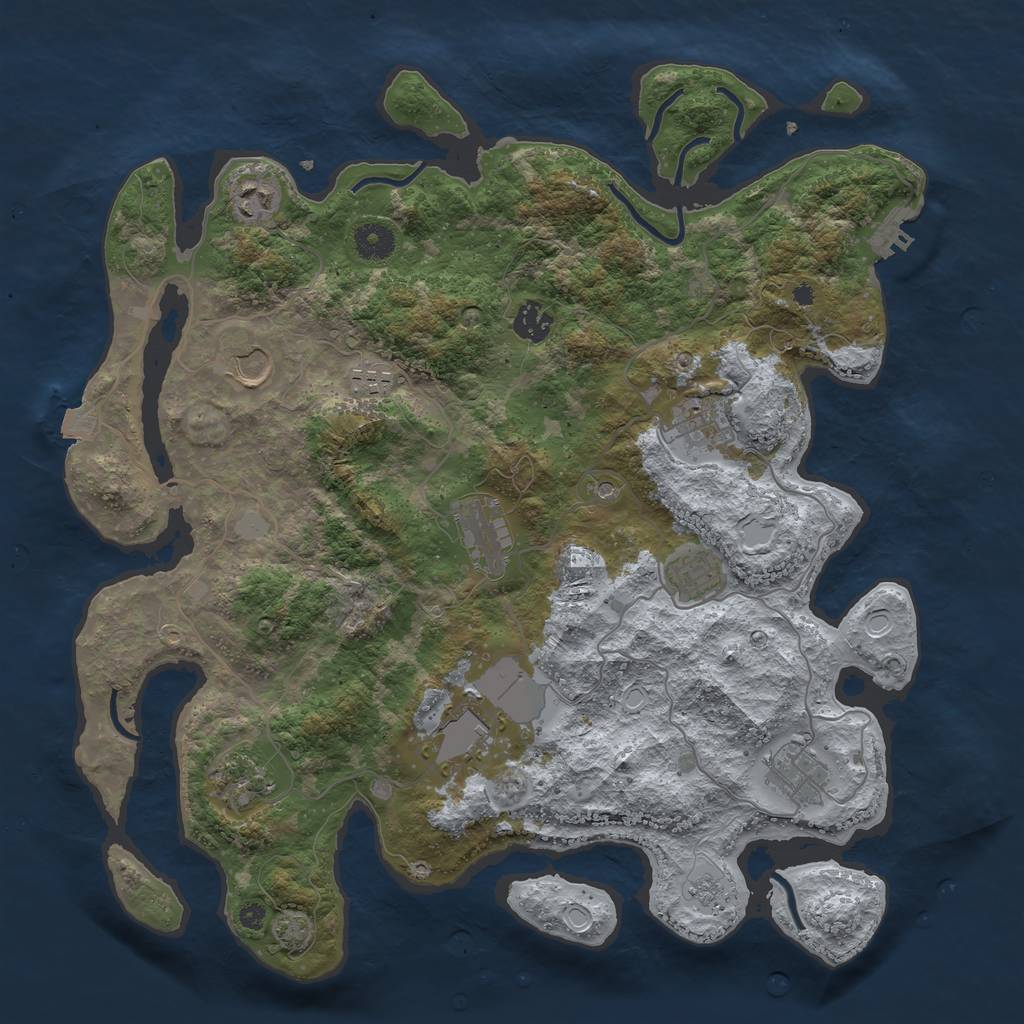 Rust Map: Procedural Map, Size: 3950, Seed: 51038938, 17 Monuments