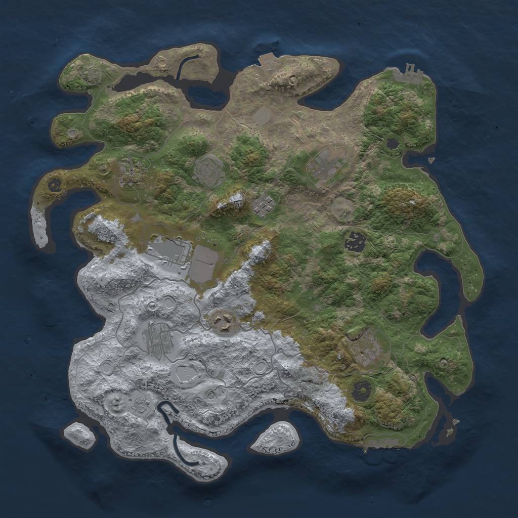 Rust Map: Procedural Map, Size: 3750, Seed: 1085140154, 17 Monuments