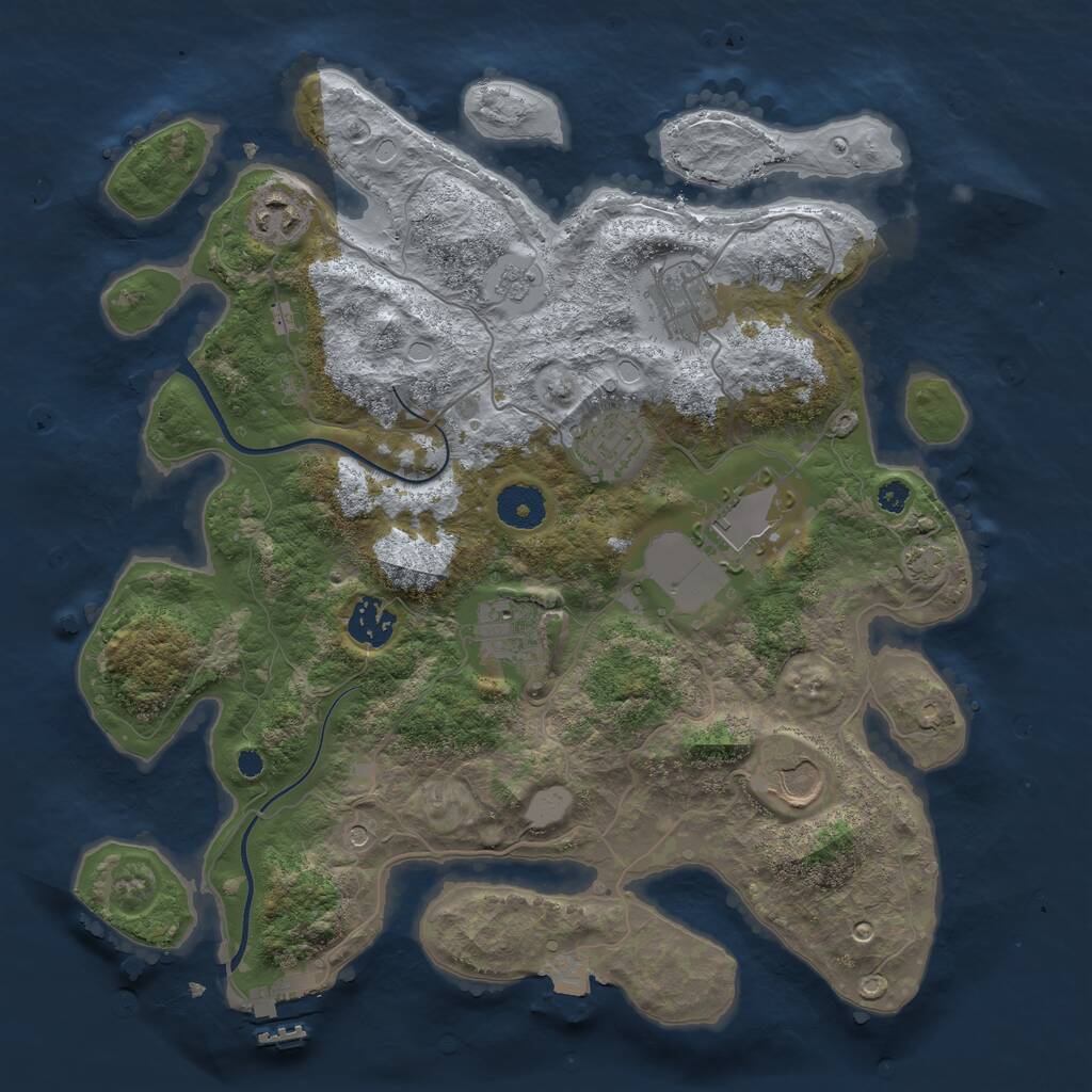 Rust Map: Procedural Map, Size: 3500, Seed: 752391226, 12 Monuments