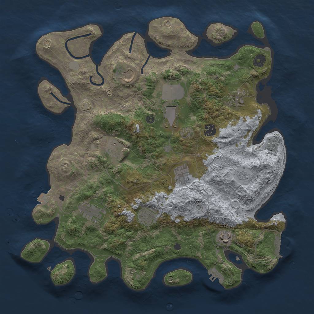 Rust Map: Procedural Map, Size: 3750, Seed: 1450212479, 18 Monuments