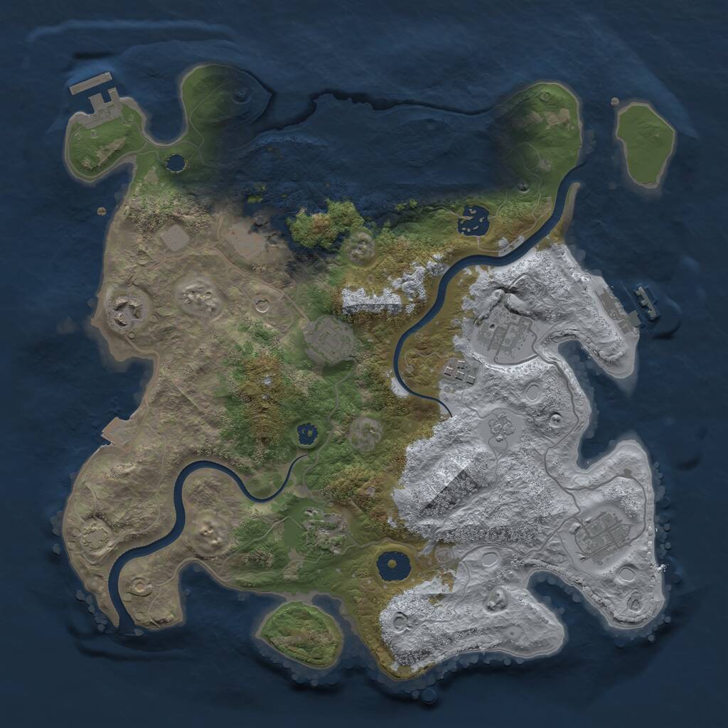 Rust Map: Procedural Map, Size: 3400, Seed: 22204943, 14 Monuments