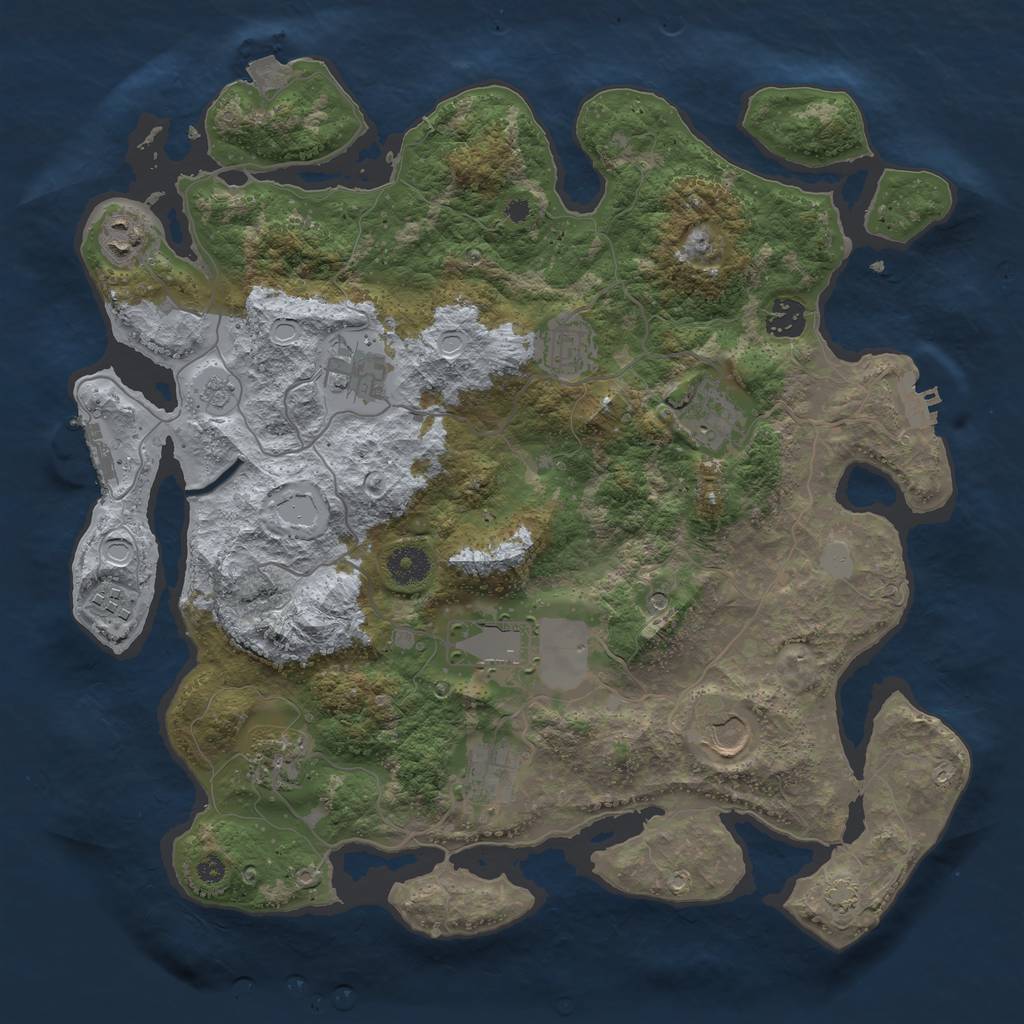 Rust Map: Procedural Map, Size: 3800, Seed: 41824, 18 Monuments