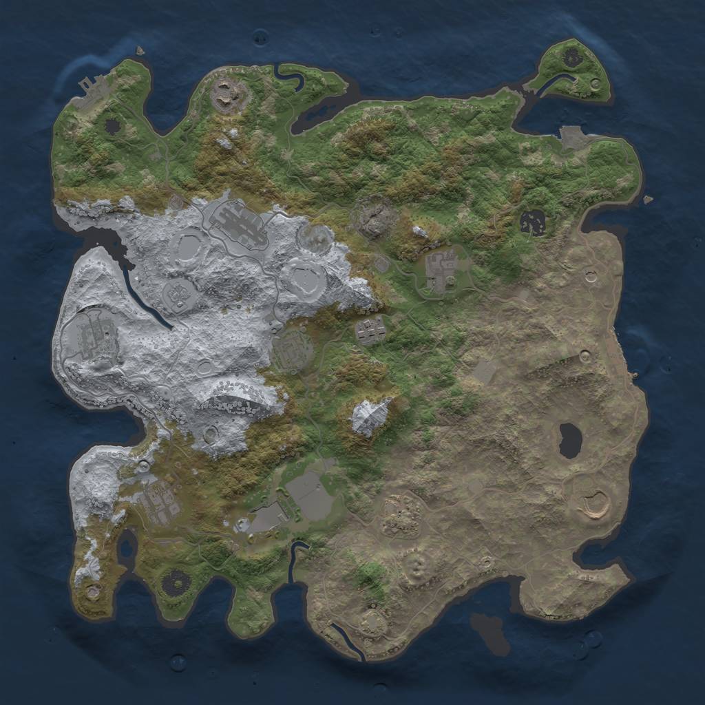 Rust Map: Procedural Map, Size: 3850, Seed: 482427846, 19 Monuments