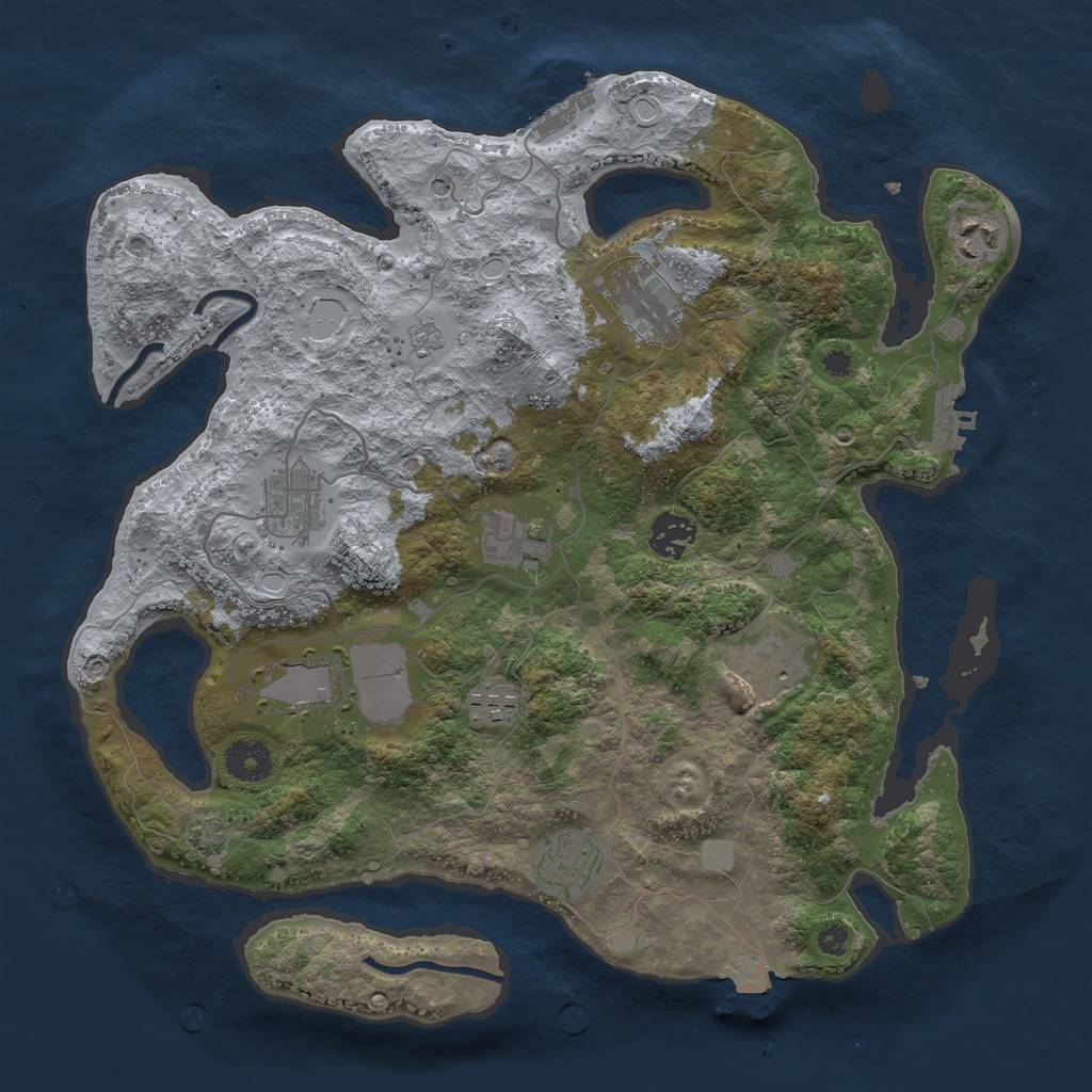 Rust Map: Procedural Map, Size: 3600, Seed: 30025789, 17 Monuments