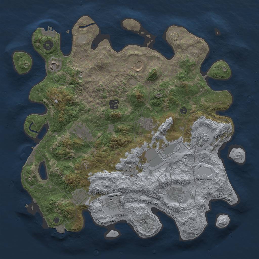 Rust Map: Procedural Map, Size: 3800, Seed: 87686360, 19 Monuments