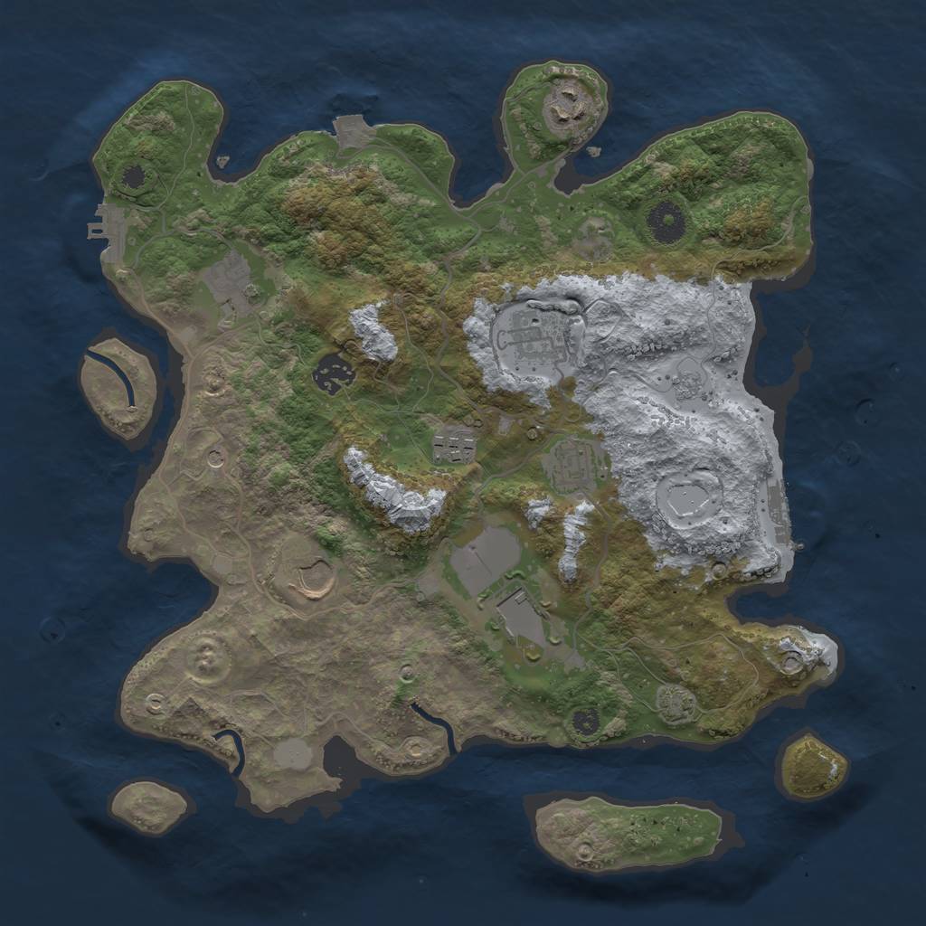 Rust Map: Procedural Map, Size: 3500, Seed: 1590675533, 16 Monuments