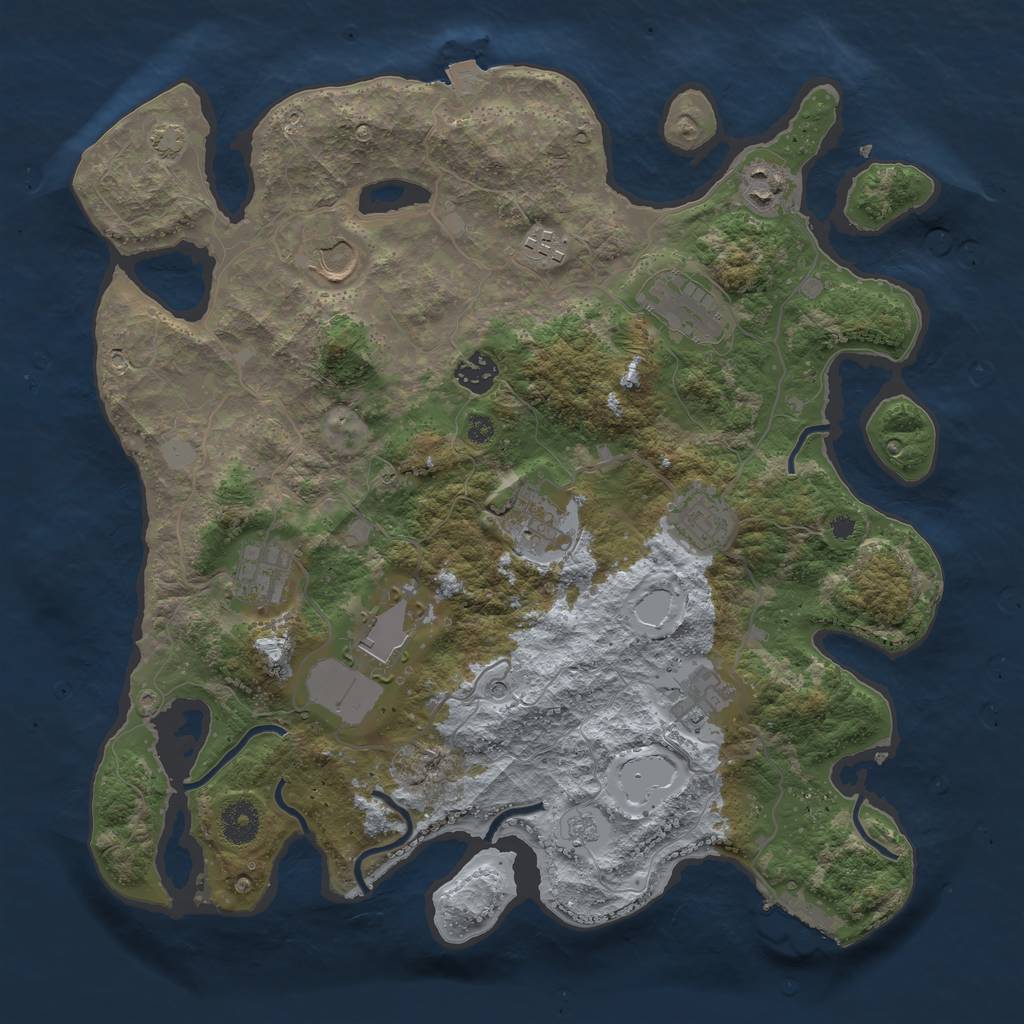 Rust Map: Procedural Map, Size: 3750, Seed: 238564, 17 Monuments