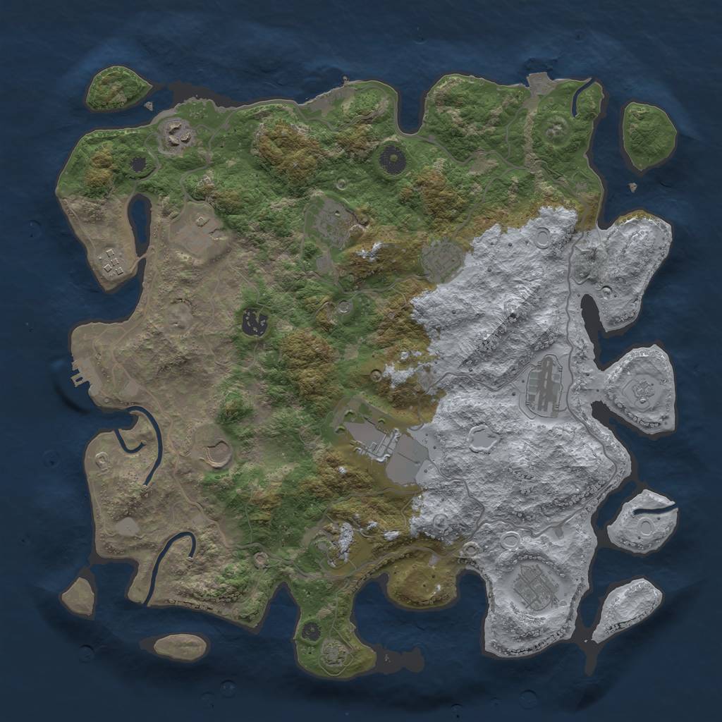Rust Map: Procedural Map, Size: 4000, Seed: 1436774738, 19 Monuments