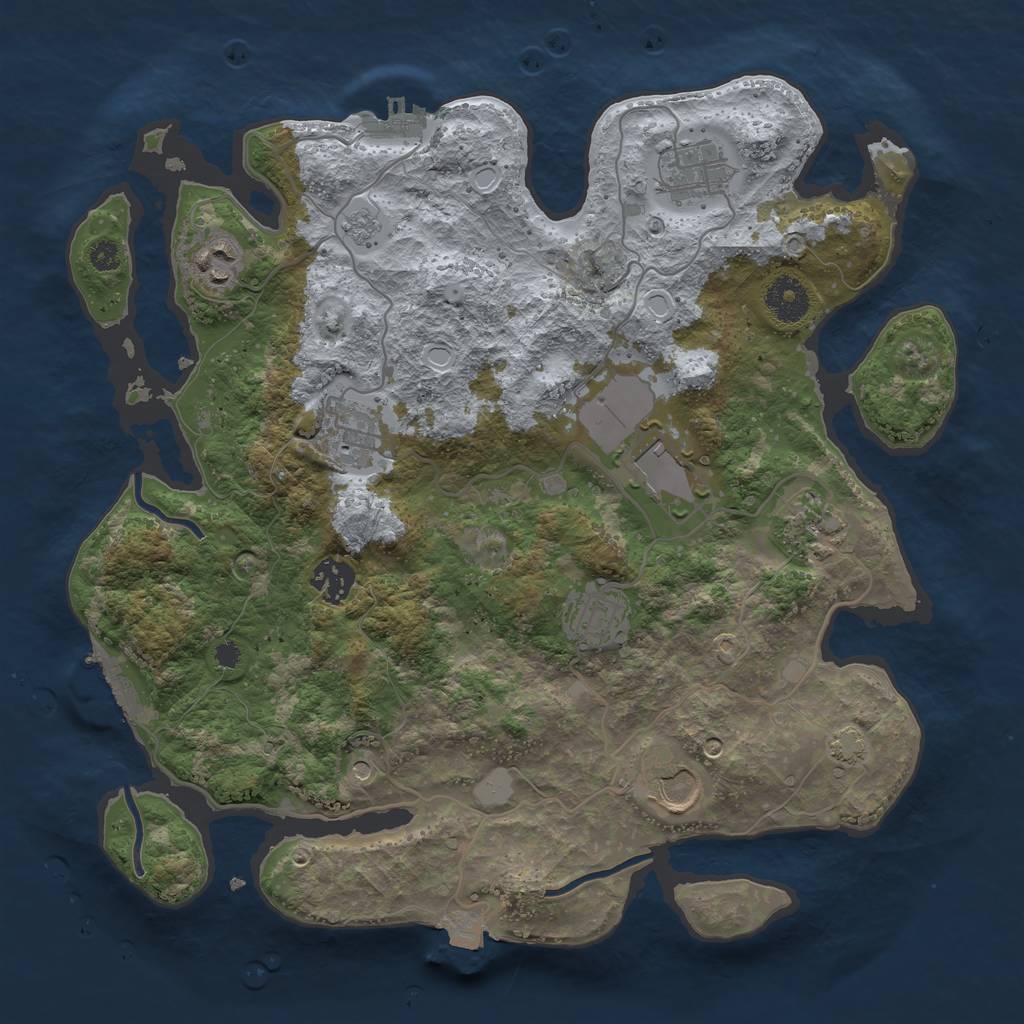 Rust Map: Procedural Map, Size: 3500, Seed: 1828879654, 16 Monuments