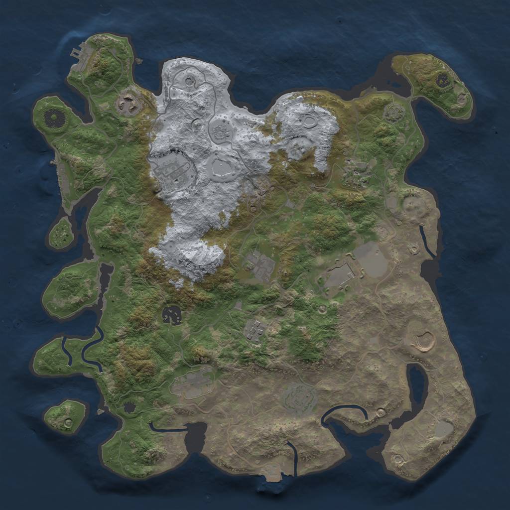 Rust Map: Procedural Map, Size: 3750, Seed: 94947, 18 Monuments