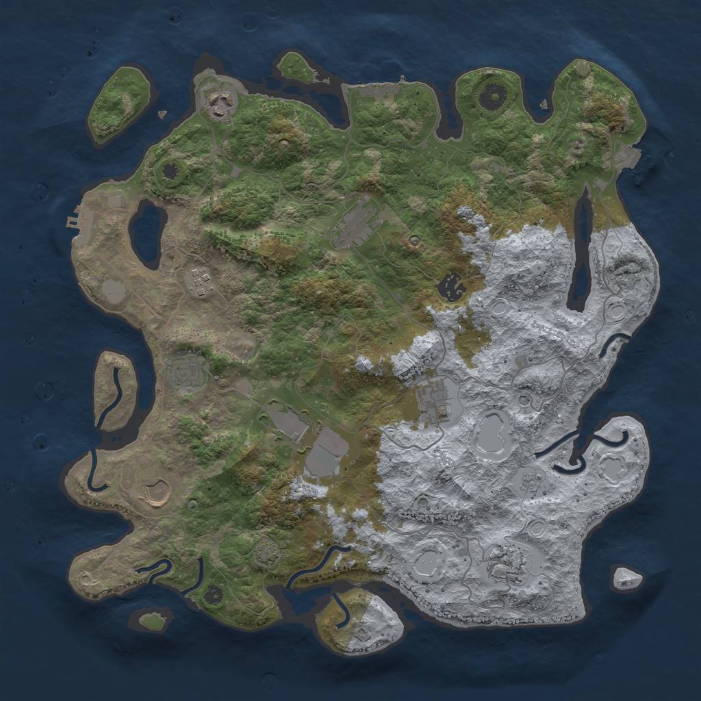 Rust Map: Procedural Map, Size: 3875, Seed: 174141664, 17 Monuments