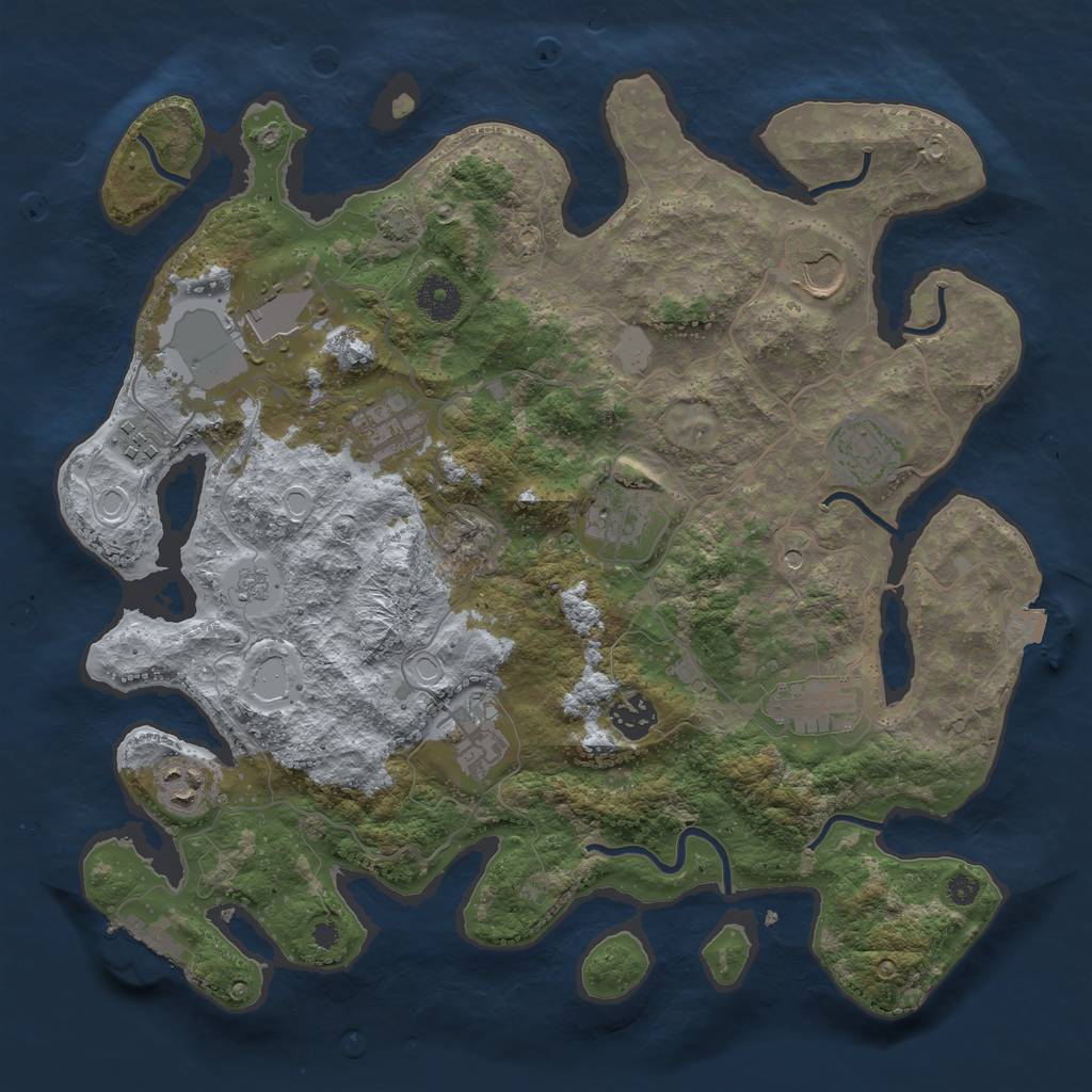 Rust Map: Procedural Map, Size: 3650, Seed: 74458777, 17 Monuments