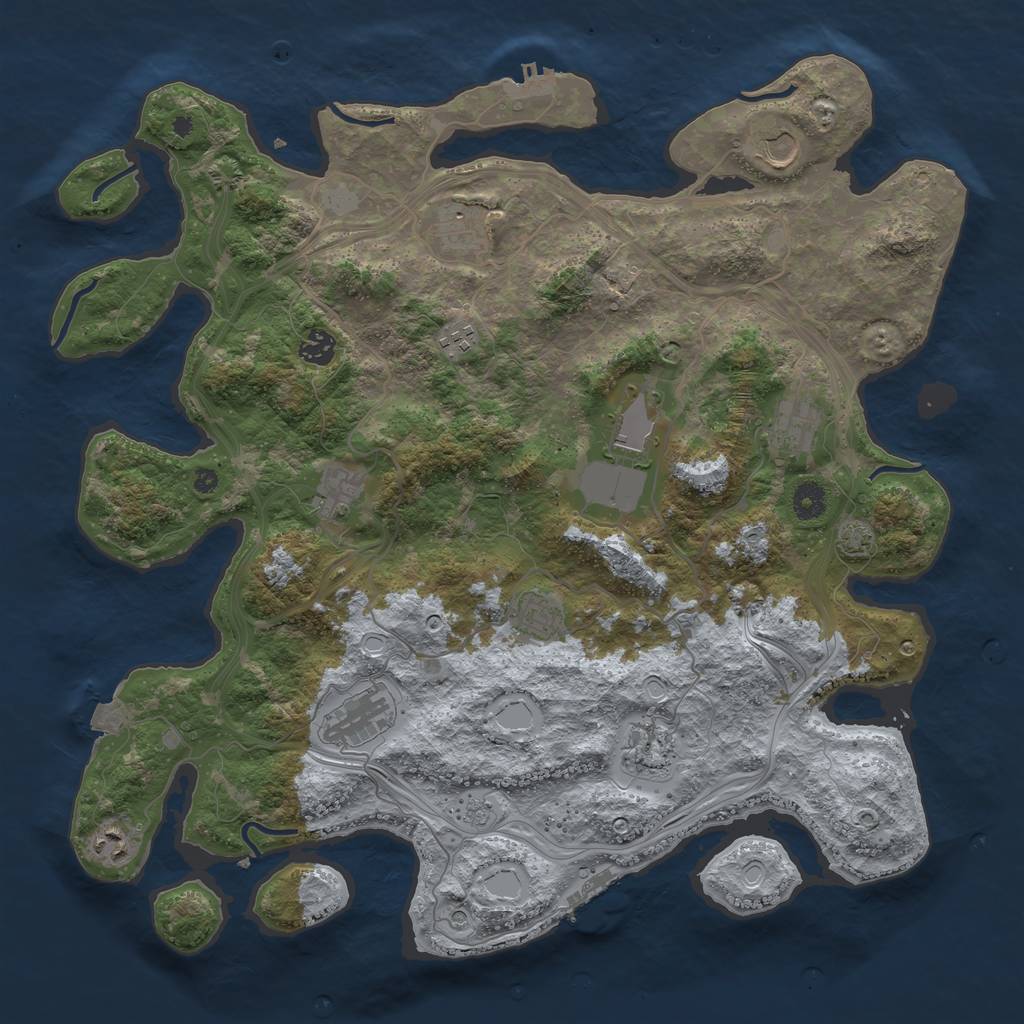 Rust Map: Procedural Map, Size: 4250, Seed: 1916804372, 19 Monuments