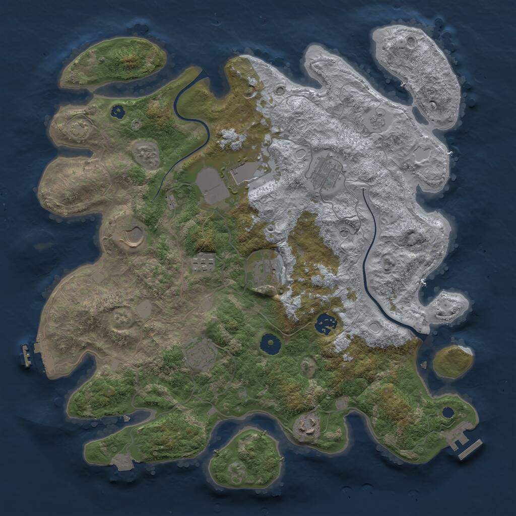 Rust Map: Procedural Map, Size: 3750, Seed: 759383587, 14 Monuments