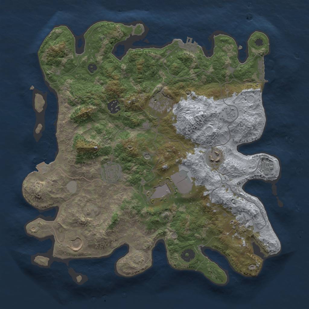 Rust Map: Procedural Map, Size: 3500, Seed: 320657838, 16 Monuments