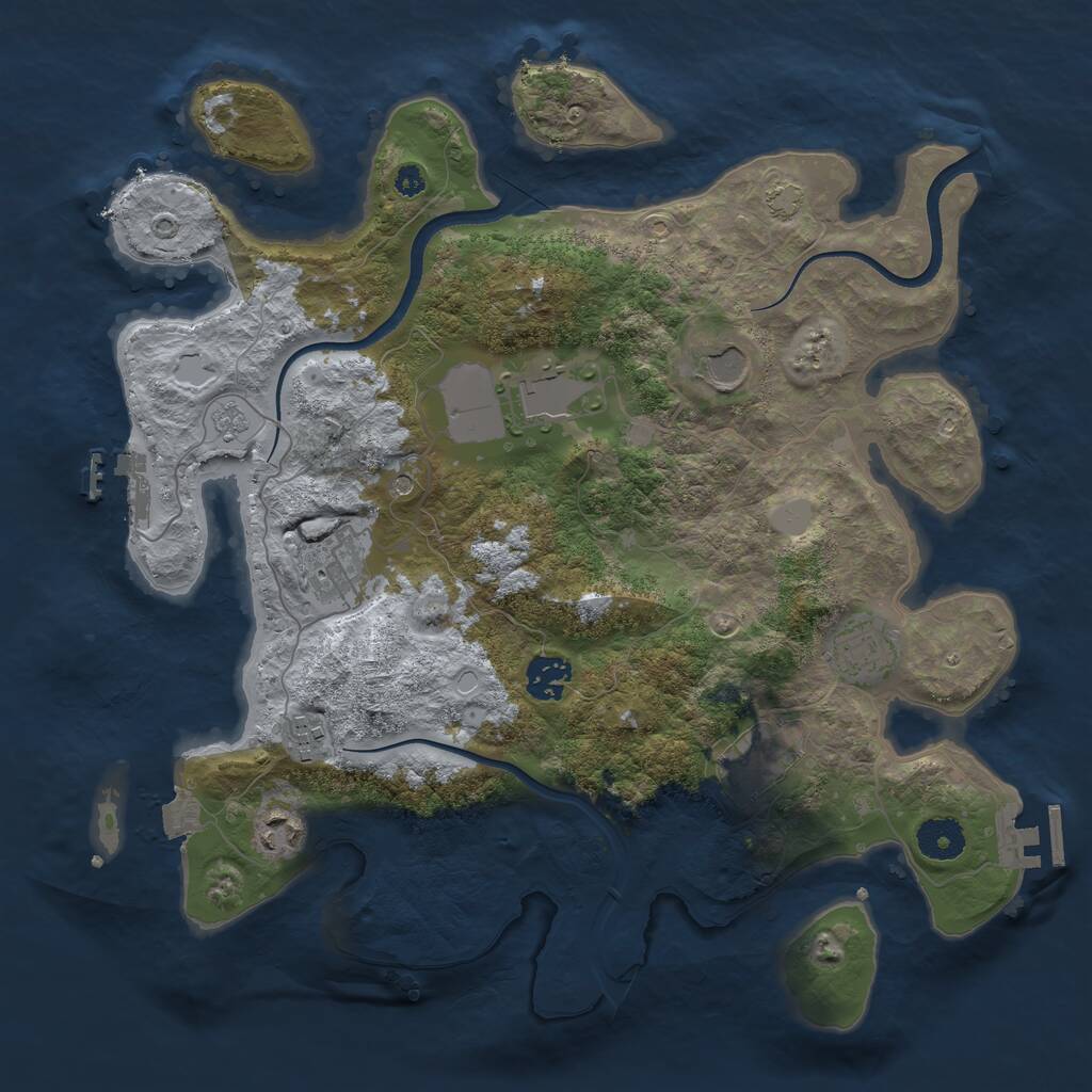 Rust Map: Procedural Map, Size: 3600, Seed: 77782635, 14 Monuments