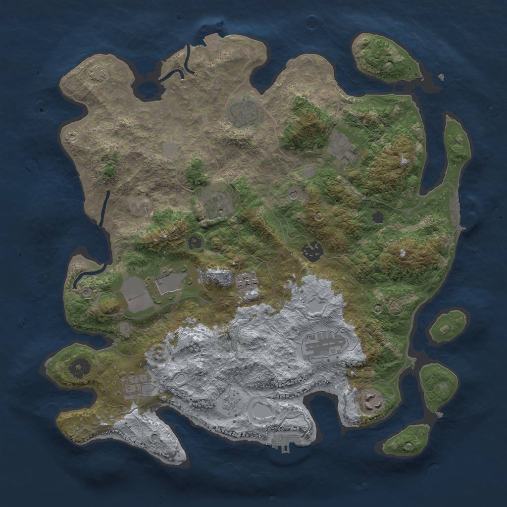 Rust Map: Procedural Map, Size: 3750, Seed: 78717349, 17 Monuments