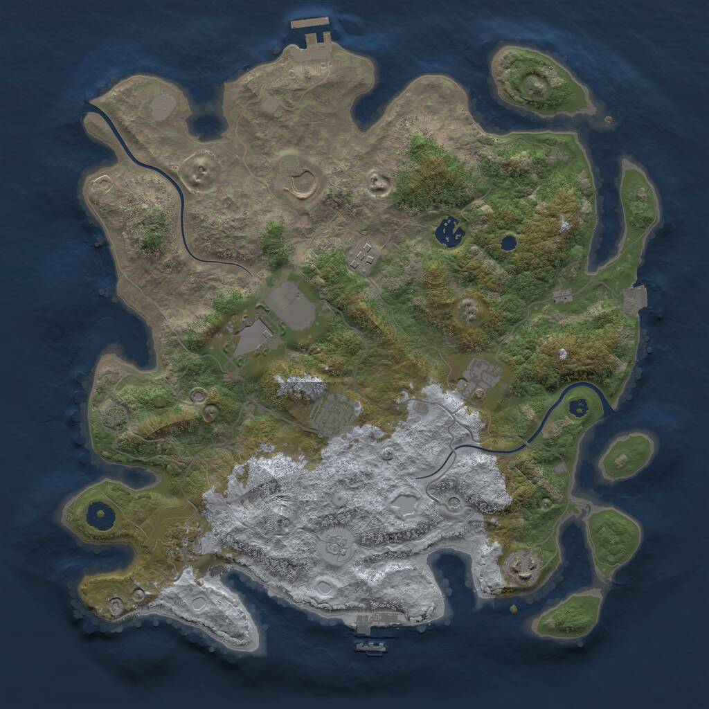 Rust Map: Procedural Map, Size: 3750, Seed: 78717349, 14 Monuments