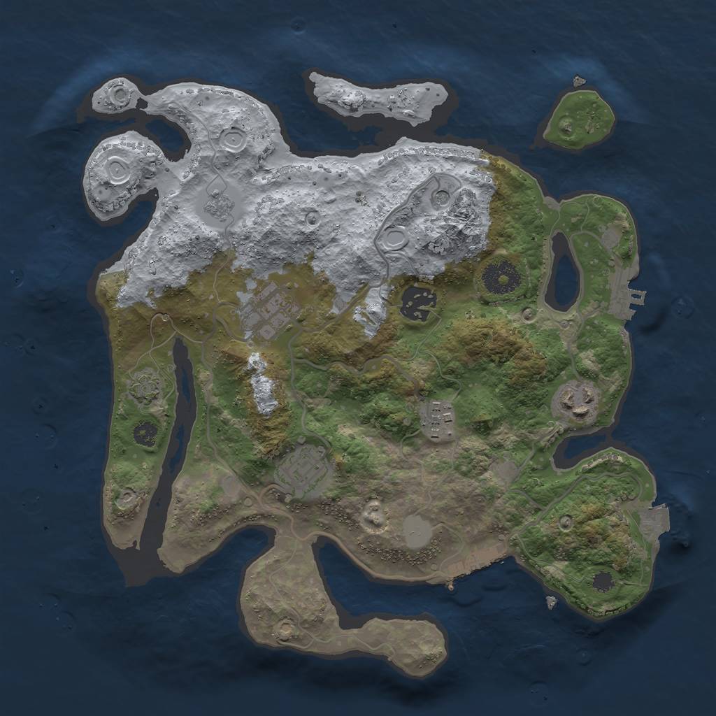 Rust Map: Procedural Map, Size: 3000, Seed: 8406, 13 Monuments