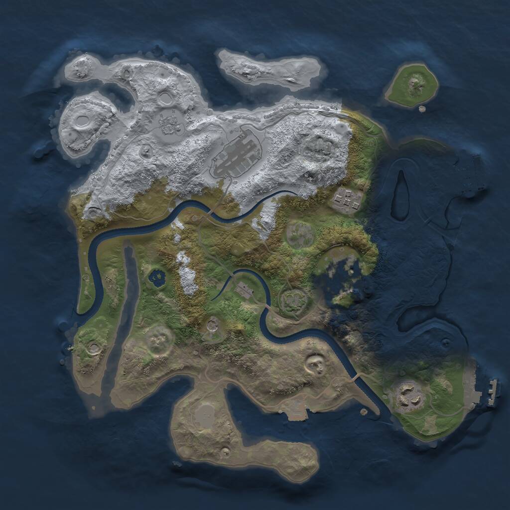 Rust Map: Procedural Map, Size: 3000, Seed: 8406, 10 Monuments