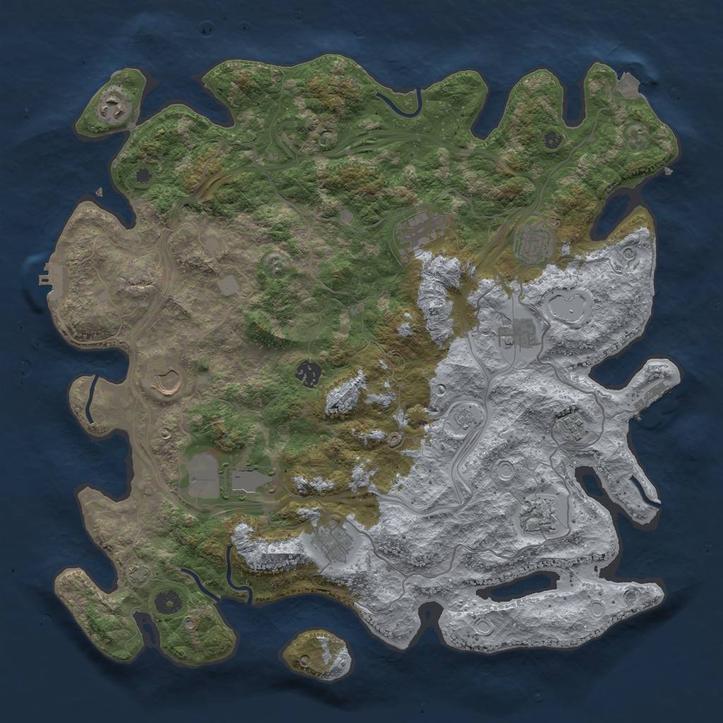 Rust Map: Procedural Map, Size: 4250, Seed: 1724902386, 18 Monuments