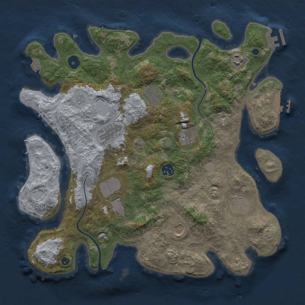 Rust Map: Procedural Map, Size: 3750, Seed: 160598, 14 Monuments