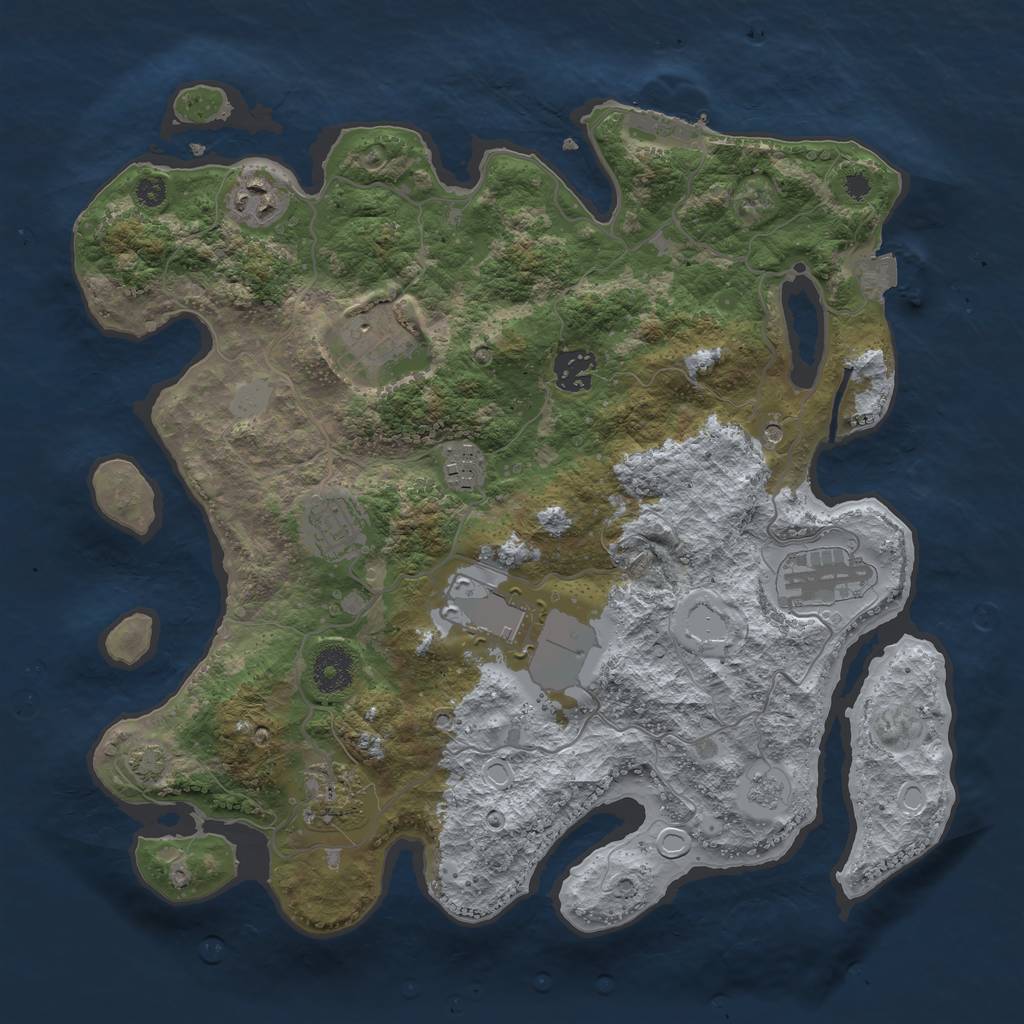 Rust Map: Procedural Map, Size: 3500, Seed: 1984466246, 15 Monuments