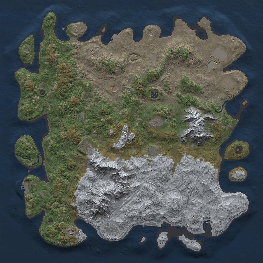 Rust Map: Procedural Map, Size: 5000, Seed: 730681253, 19 Monuments