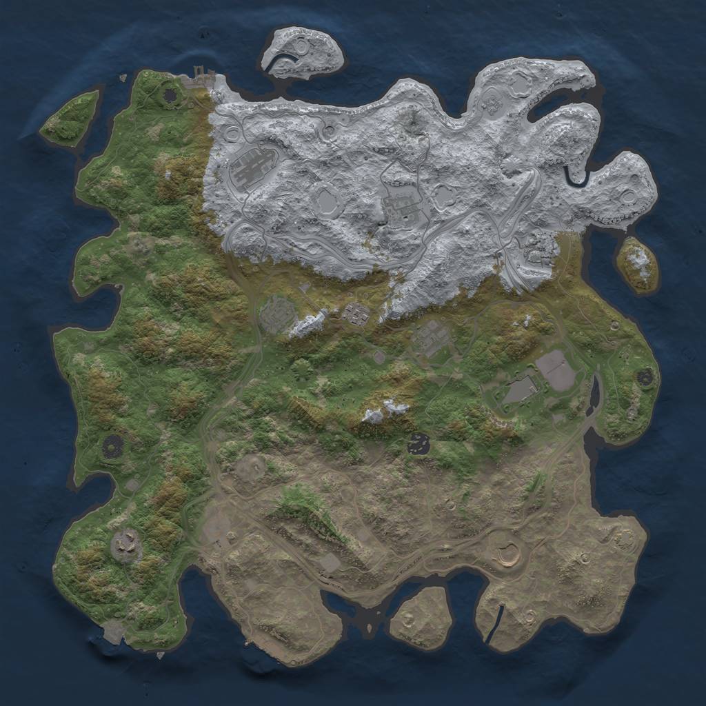 Rust Map: Procedural Map, Size: 4500, Seed: 855201850, 19 Monuments