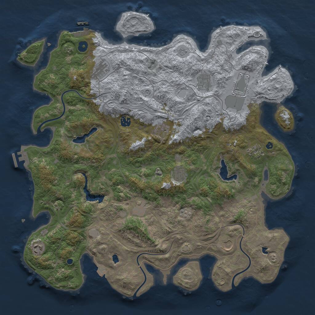 Rust Map: Procedural Map, Size: 4500, Seed: 855201850, 17 Monuments