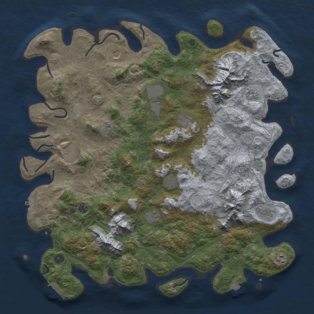 Rust Map: Procedural Map, Size: 5000, Seed: 341192436, 19 Monuments