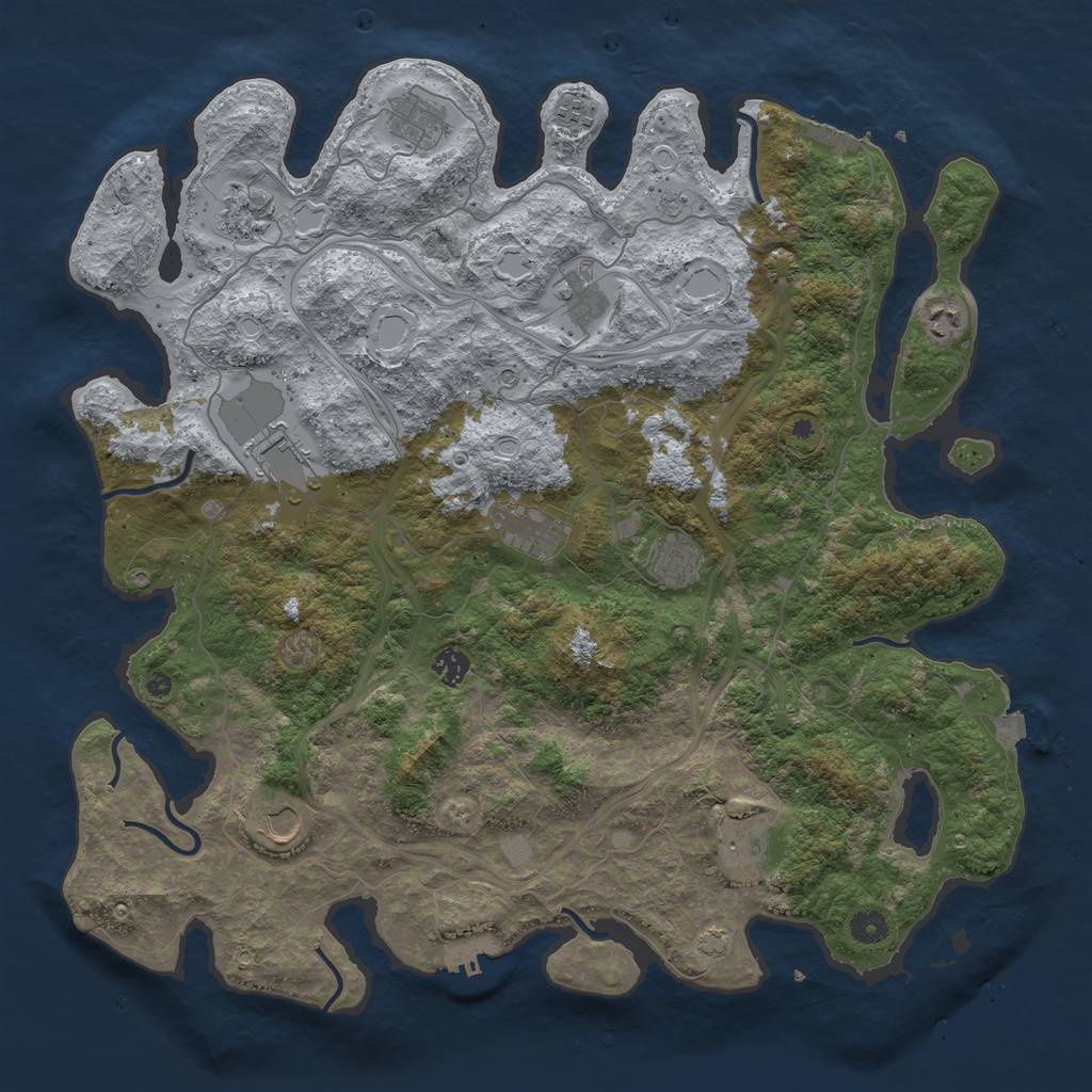 Rust Map: Procedural Map, Size: 4500, Seed: 1252029936, 19 Monuments