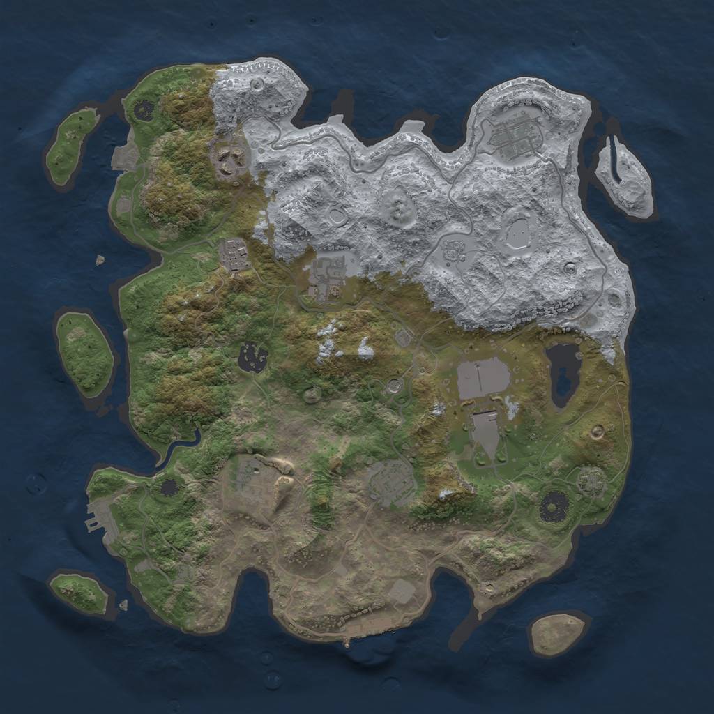 Rust Map: Procedural Map, Size: 3500, Seed: 651075185, 16 Monuments
