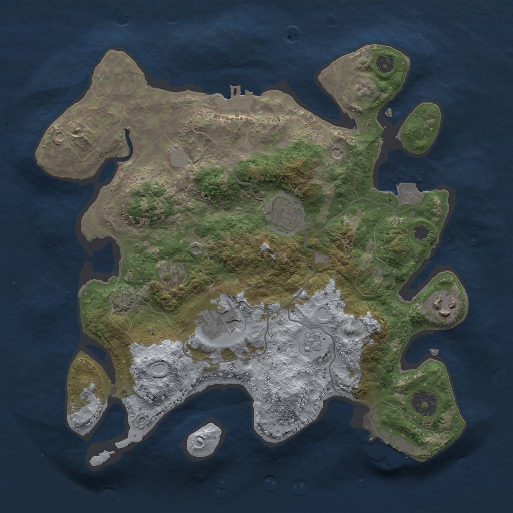 Rust Map: Procedural Map, Size: 3000, Seed: 31883, 11 Monuments