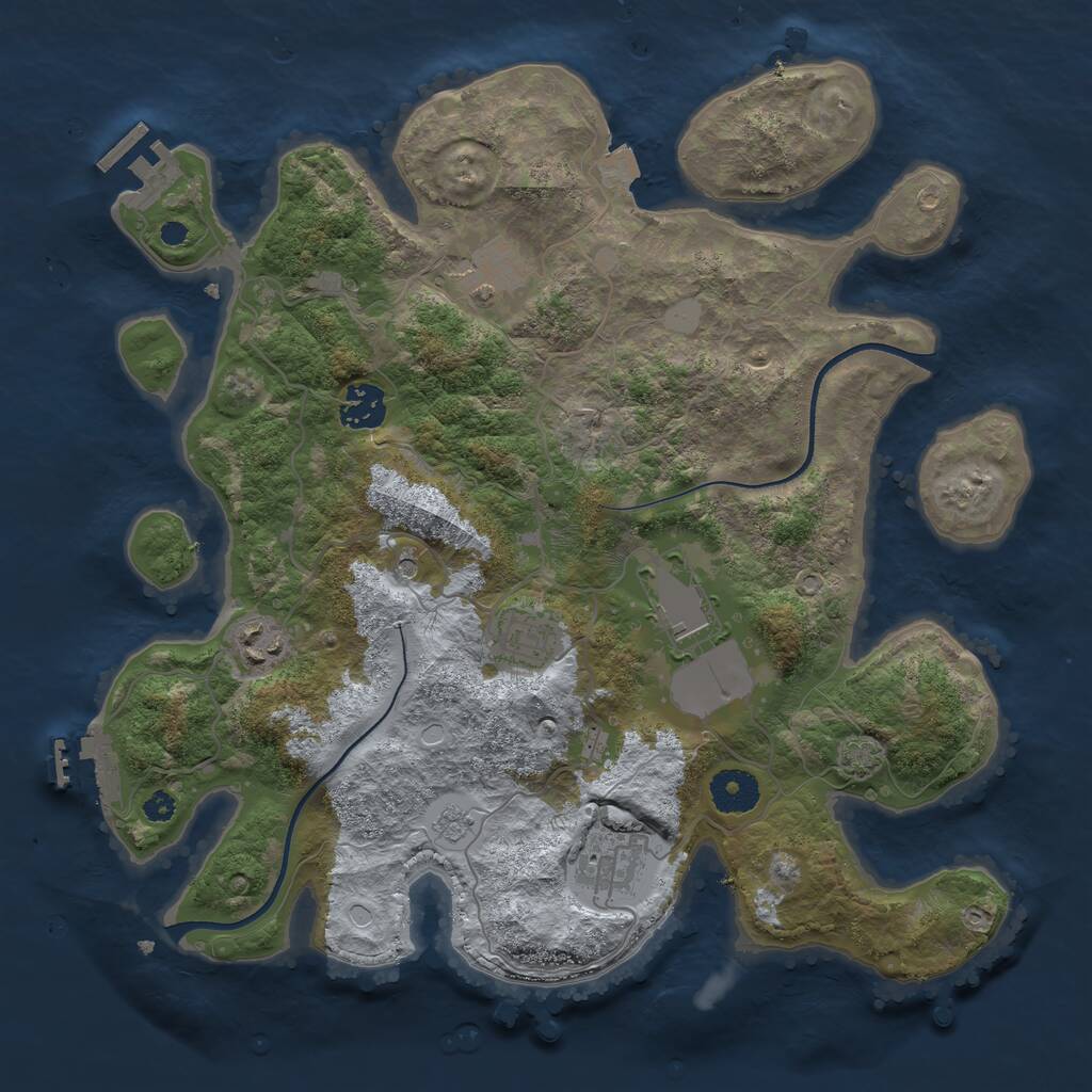 Rust Map: Procedural Map, Size: 3500, Seed: 388594034, 12 Monuments