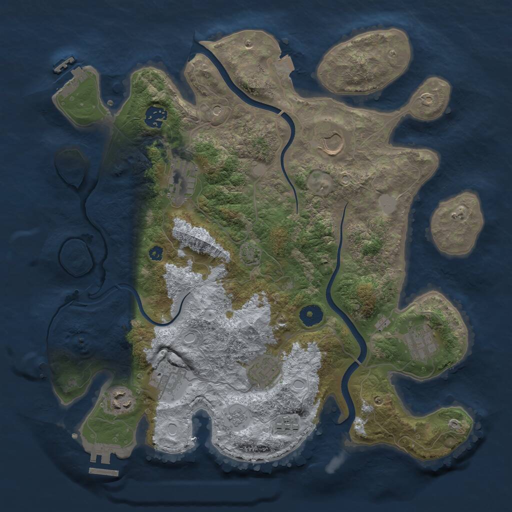 Rust Map: Procedural Map, Size: 3500, Seed: 388594034, 14 Monuments