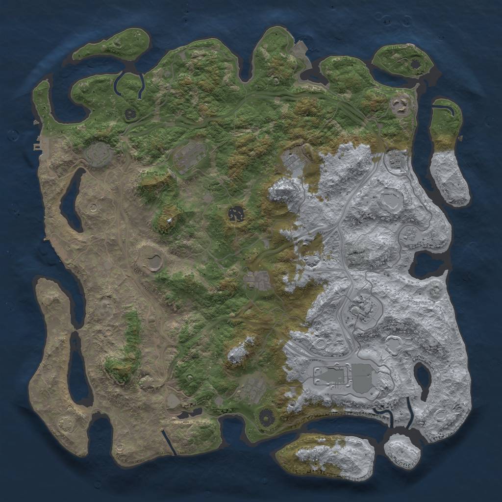 Rust Map: Procedural Map, Size: 4500, Seed: 967196632, 19 Monuments