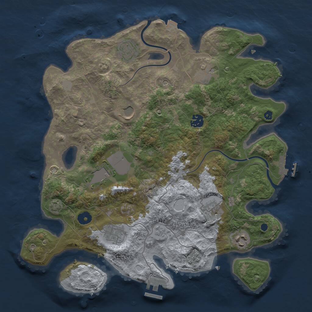 Rust Map: Procedural Map, Size: 3500, Seed: 1037837031, 15 Monuments