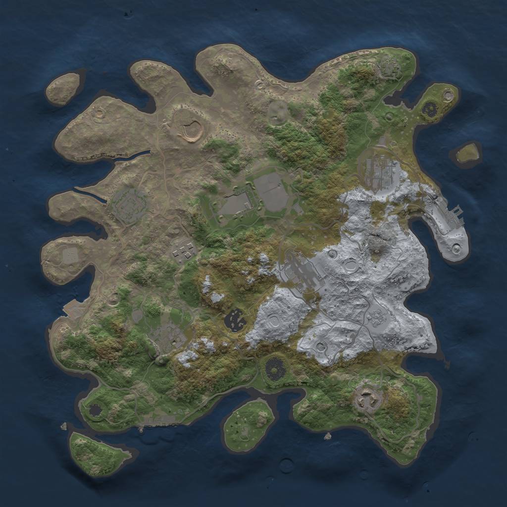 Rust Map: Procedural Map, Size: 3500, Seed: 998095, 17 Monuments