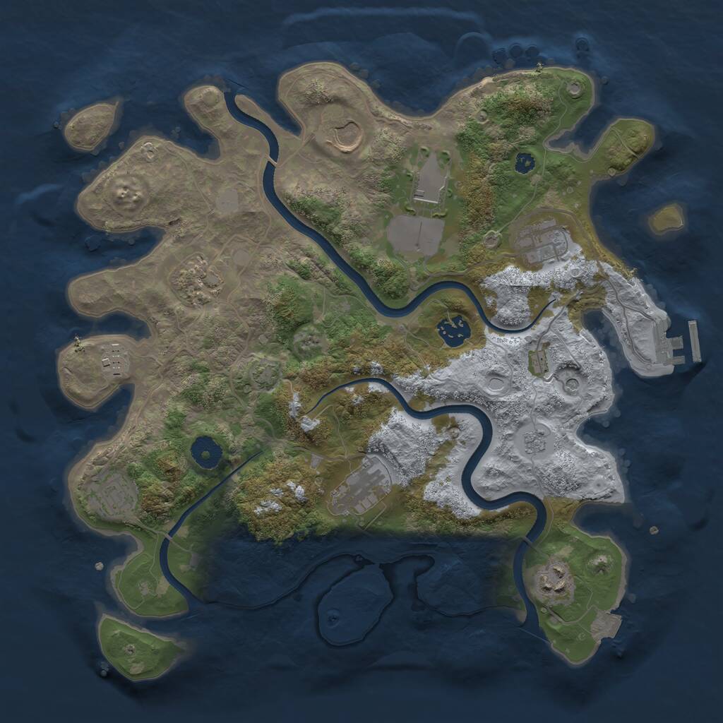 Rust Map: Procedural Map, Size: 3500, Seed: 998095, 14 Monuments