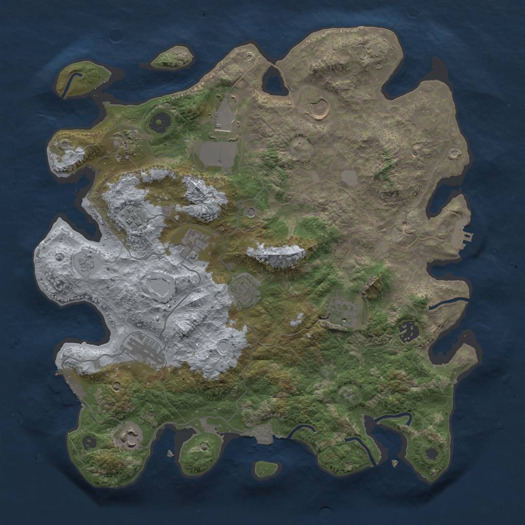 Rust Map: Procedural Map, Size: 3750, Seed: 498142, 18 Monuments