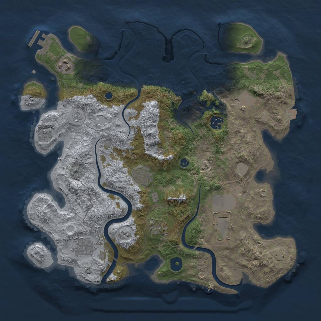 Rust Map: Procedural Map, Size: 3600, Seed: 45687456, 13 Monuments