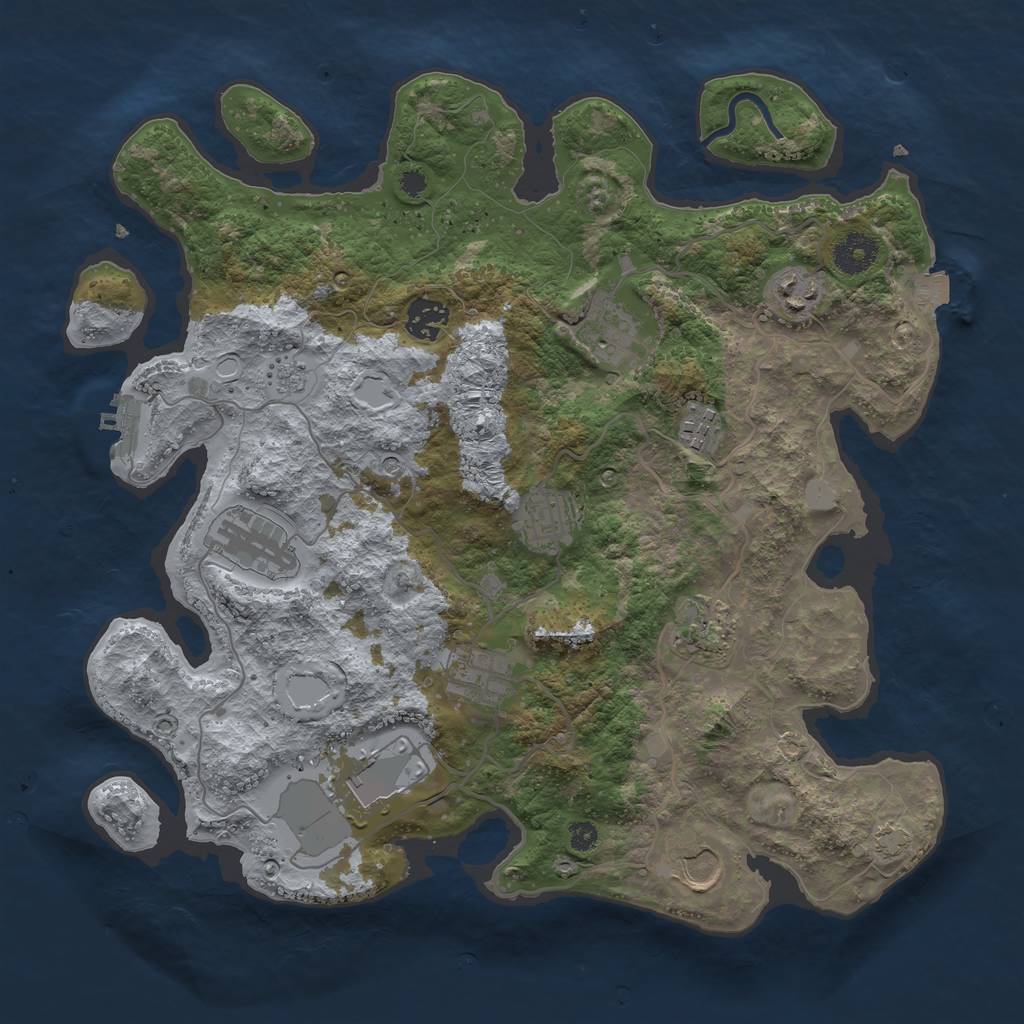 Rust Map: Procedural Map, Size: 3600, Seed: 45687456, 17 Monuments