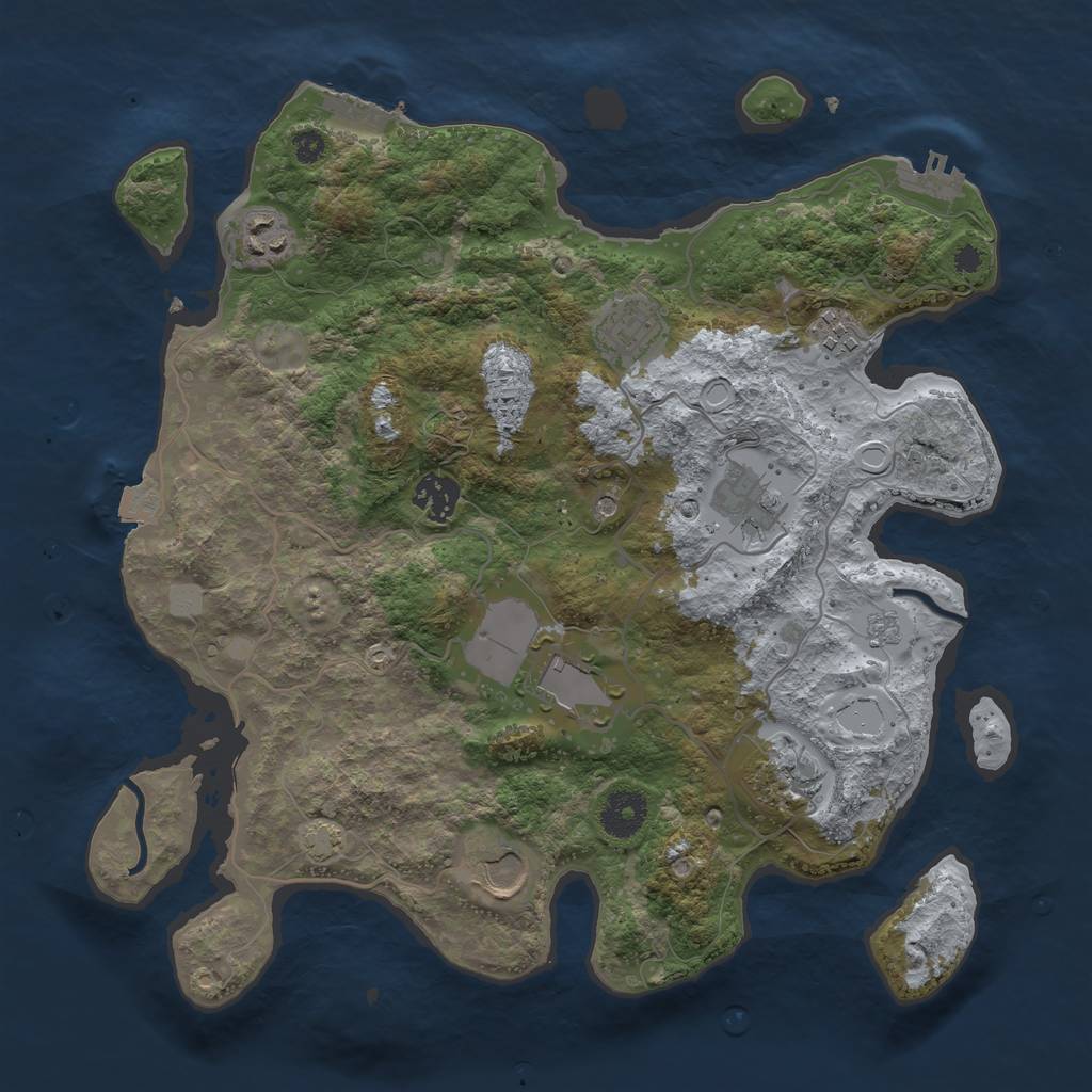 Rust Map: Procedural Map, Size: 3500, Seed: 956008651, 16 Monuments