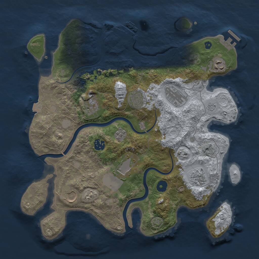 Rust Map: Procedural Map, Size: 3500, Seed: 956008651, 15 Monuments