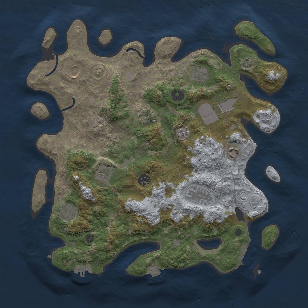 Rust Map: Procedural Map, Size: 3800, Seed: 894445000, 17 Monuments
