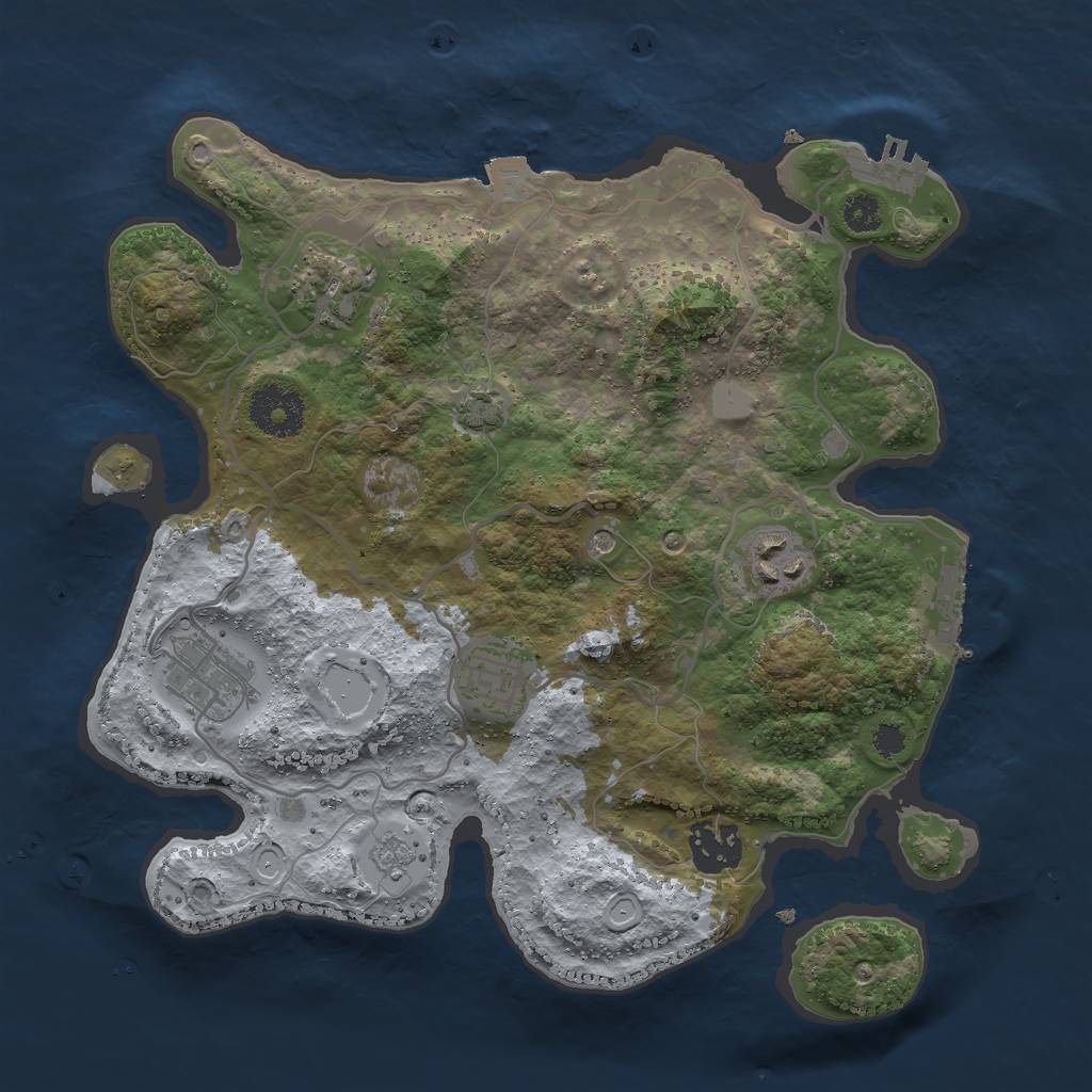 Rust Map: Procedural Map, Size: 3000, Seed: 104702296, 13 Monuments