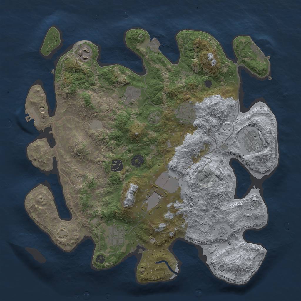 Rust Map: Procedural Map, Size: 3500, Seed: 1580933662, 15 Monuments