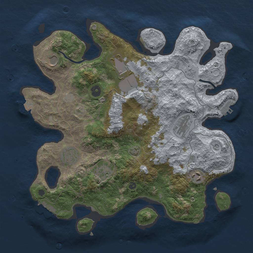 Rust Map: Procedural Map, Size: 3500, Seed: 2122227, 14 Monuments