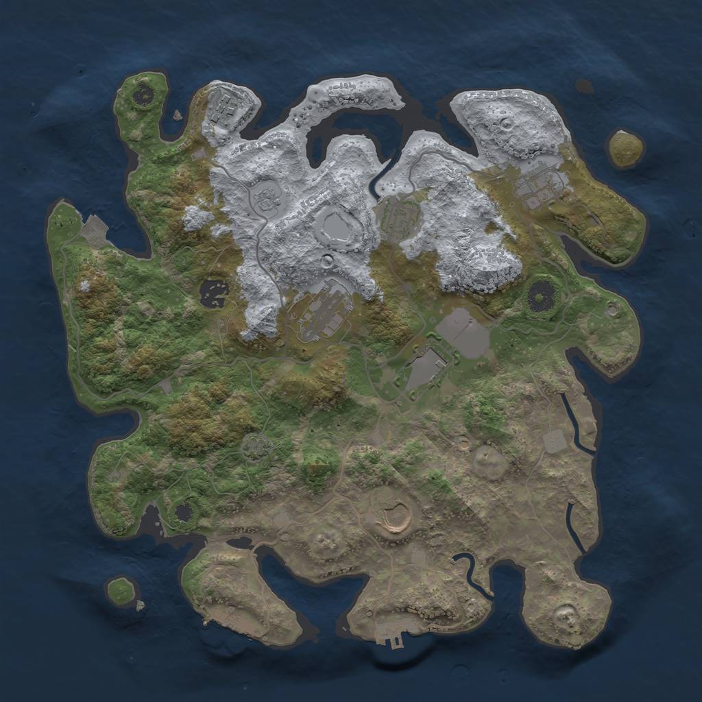 Rust Map: Procedural Map, Size: 3500, Seed: 2061940959, 14 Monuments
